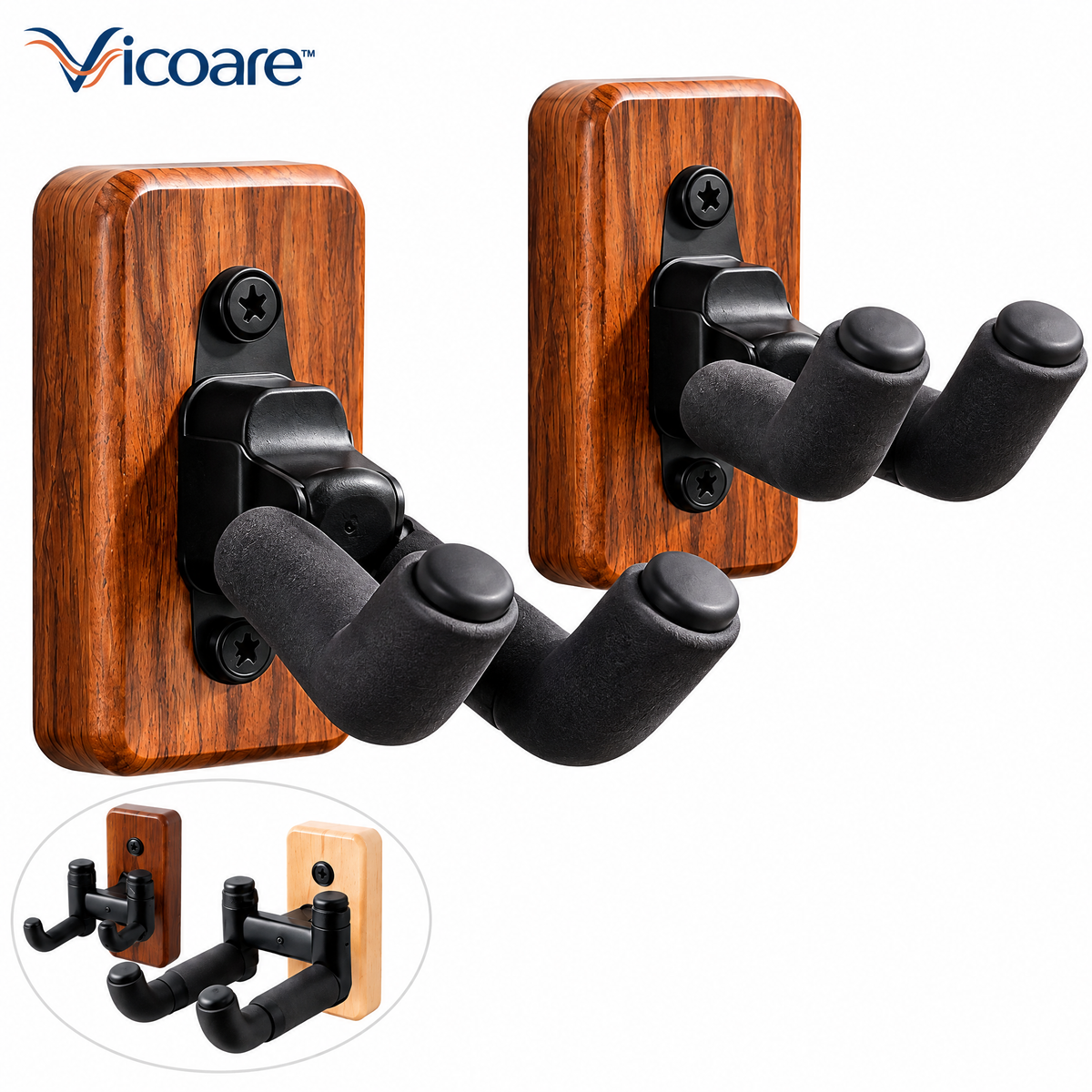Vicoare™ Guitar & Ukulele Wall Mount Hanger – Space-Saving Instrument Holder with Metal or Wooden Design for Home, Studio & Music Room Display
