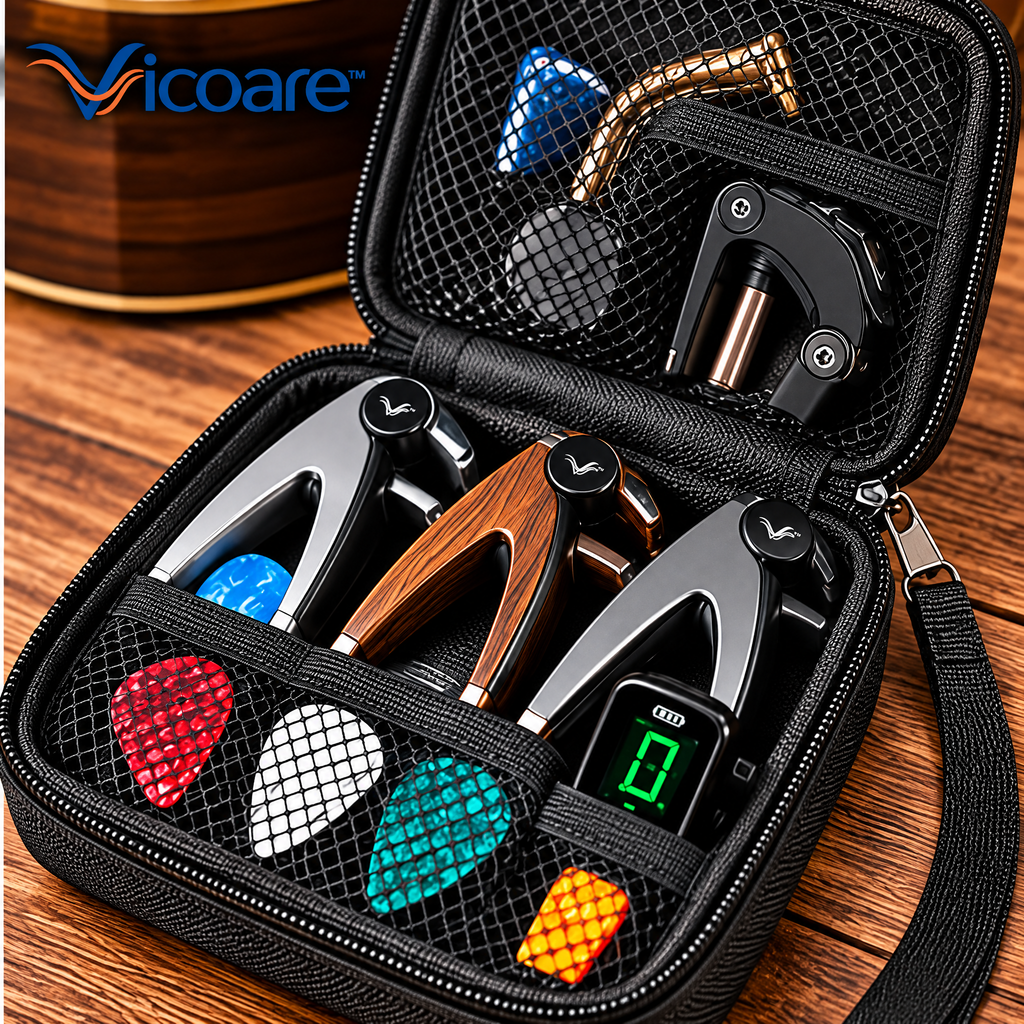 Vicoare™ Guitar Capo & Accessory Storage Pouch – Compact Protective Organizer Bag for Guitar Picks, Tuners, Small Music Tools & Ukulele Essentials