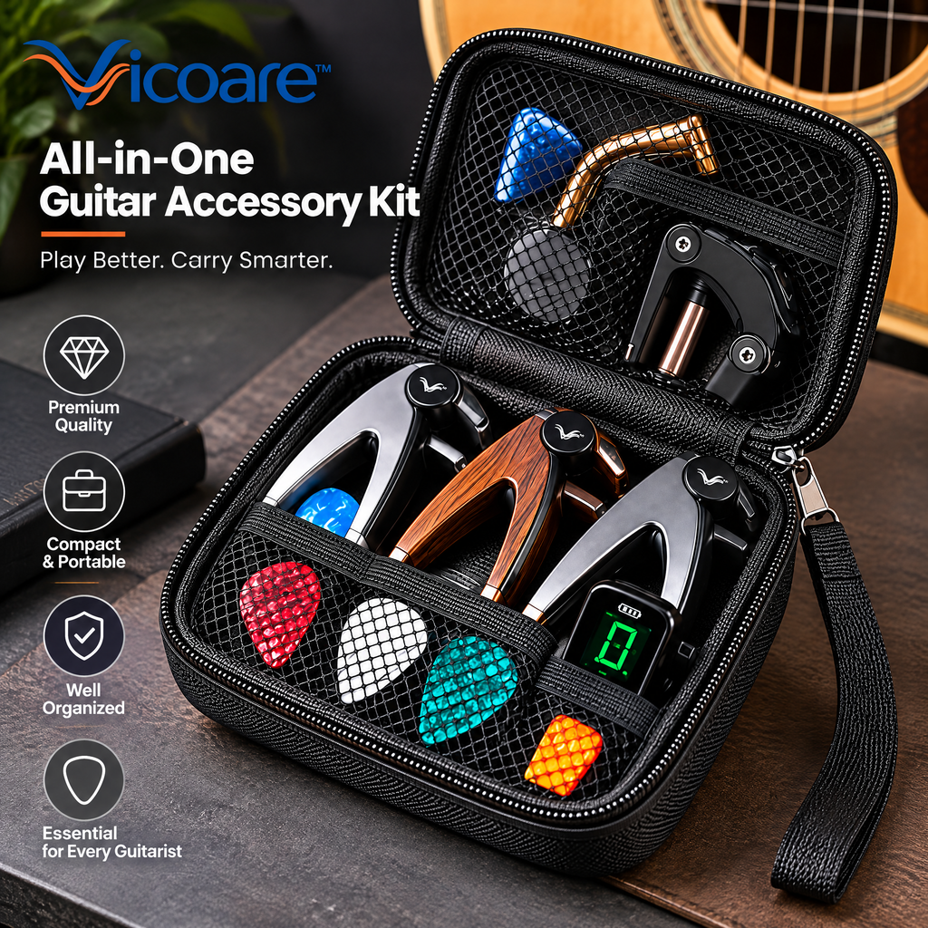 Vicoare™ Guitar Capo & Accessory Storage Pouch – Compact Protective Organizer Bag for Guitar Picks, Tuners, Small Music Tools & Ukulele Essentials
