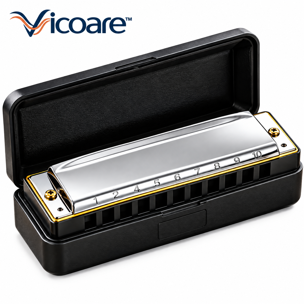 Vicoare™ 10-Hole Diatonic Harmonica with Protective Case – Portable Beginner-Friendly Mouth Organ for Blues, Folk, Country & Everyday Music Practice