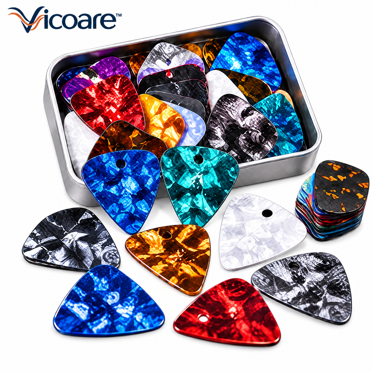 Vicoare™ Multi-Thickness Guitar Picks Set – Assorted Guitar Plectrums for Acoustic, Electric & Bass Guitar Players