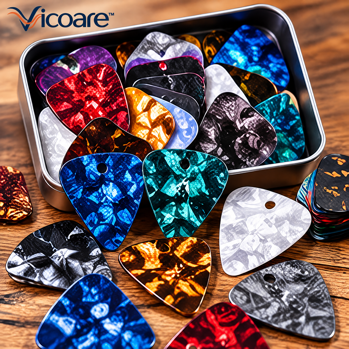 Vicoare™ Multi-Thickness Guitar Picks Set – Assorted Guitar Plectrums for Acoustic, Electric & Bass Guitar Players